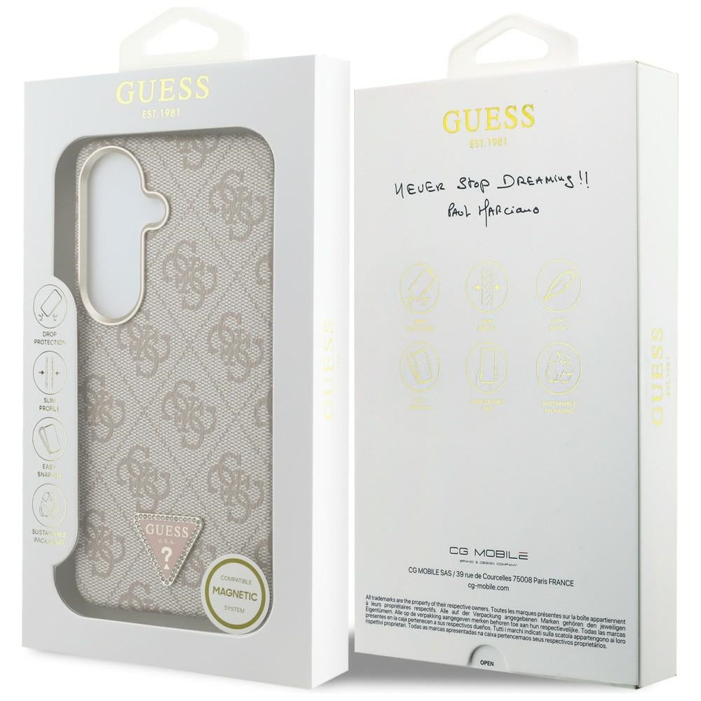 Custodia MagSafe per Samsung Galaxy S26 S942, Guess, Logo Triangolo 4G, Rosa