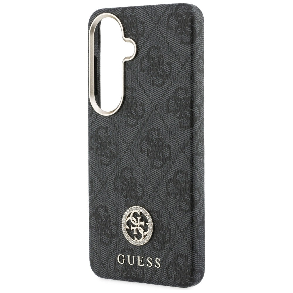 Custodia MagSafe per Samsung Galaxy S26 S942, Guess, Rhinestone Round Logo, Nera