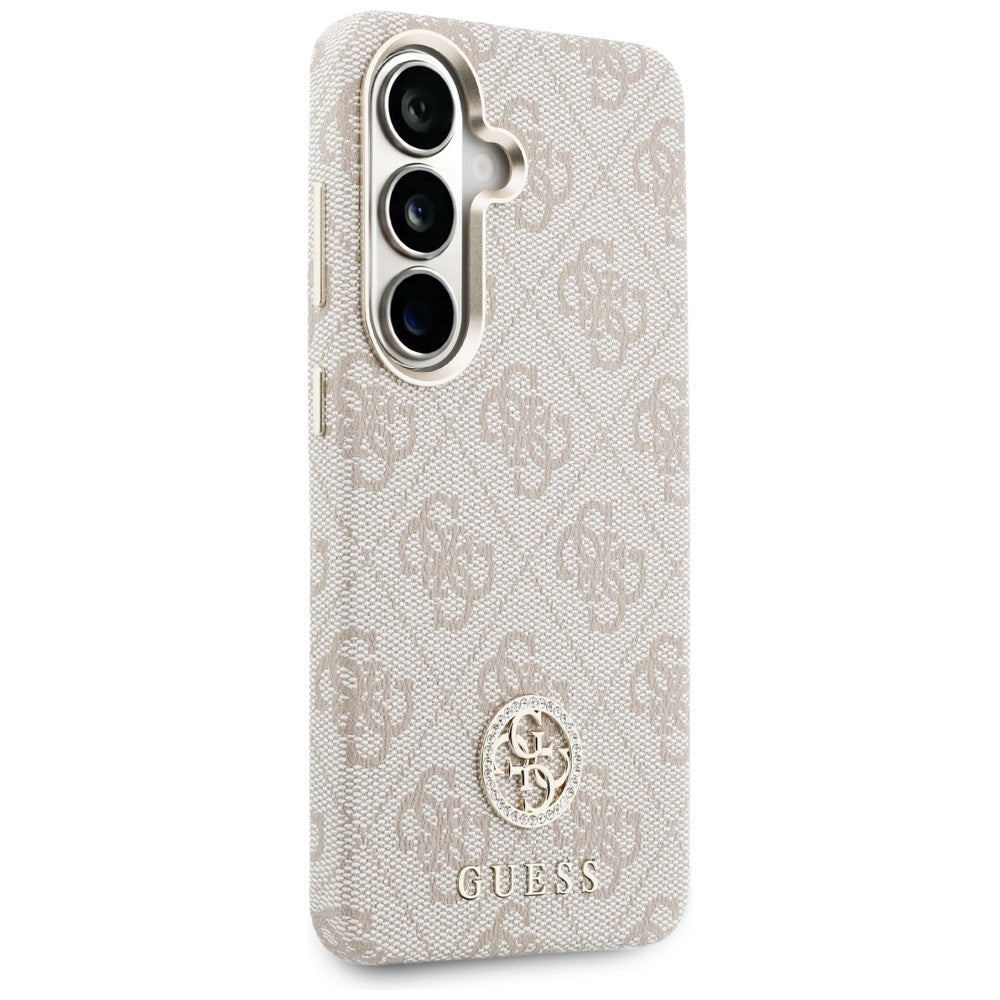 Custodia MagSafe per Samsung Galaxy S26 S942, Guess, Rhinestone Round Logo, Rosa
