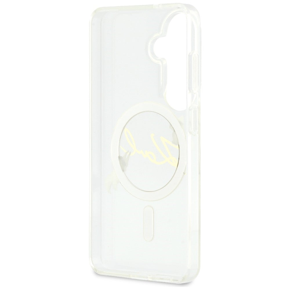 Custodia MagSafe per Samsung Galaxy S26 S942, Karl Lagerfeld, IML Choupette Karl Script Logo, Bianca