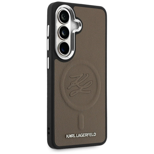 Custodia MagSafe per Samsung Galaxy S26 S942, Karl Lagerfeld, Initial Logo Debossed, Marrone