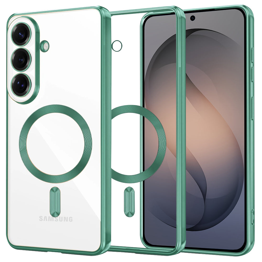 Custodia MagSafe per Samsung Galaxy S26 S942, Techsuit, Luxury Crystal, Verde Chiaro