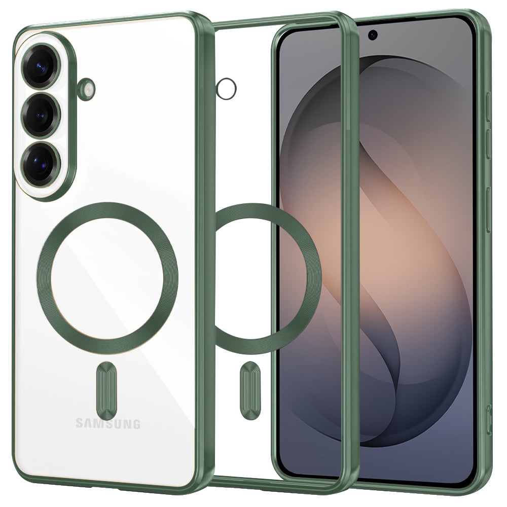 Custodia MagSafe per Samsung Galaxy S26 S942, Techsuit, Luxury Crystal, Verde Scuro
