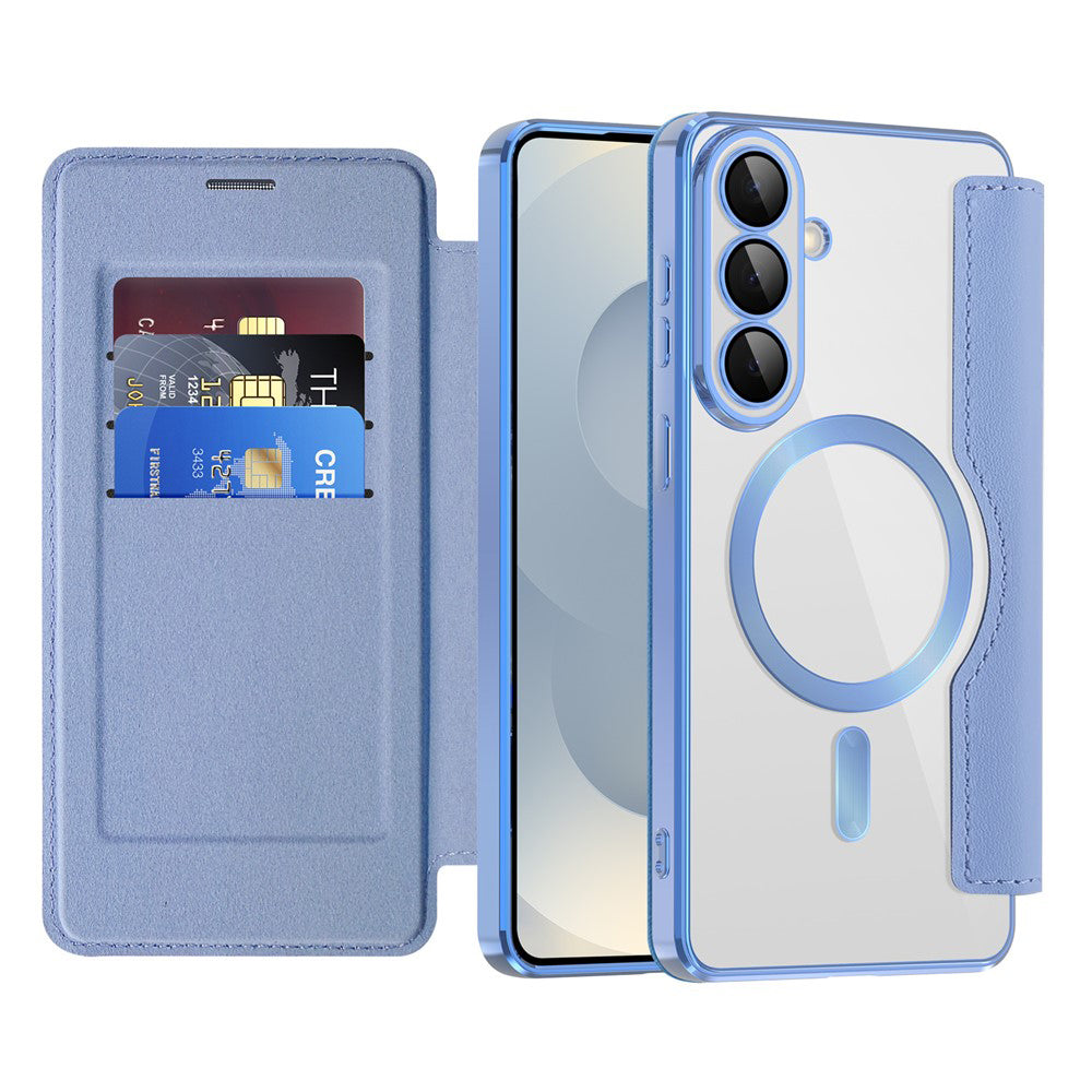 Custodia MagSafe per Samsung Galaxy S26 S942, Techsuit, SmartMag Book, Blu