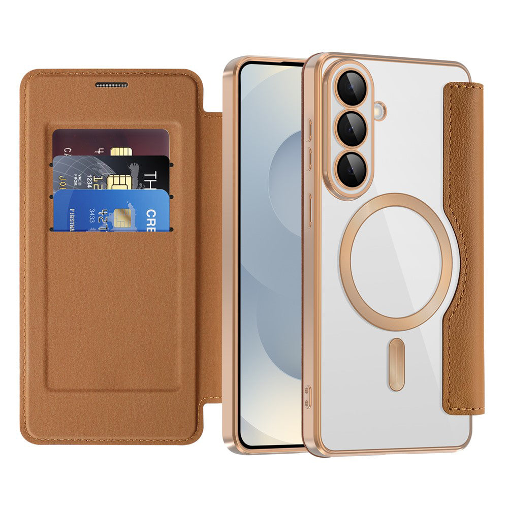 Custodia MagSafe per Samsung Galaxy S26, Techsuit, SmartMag Book, Marrone