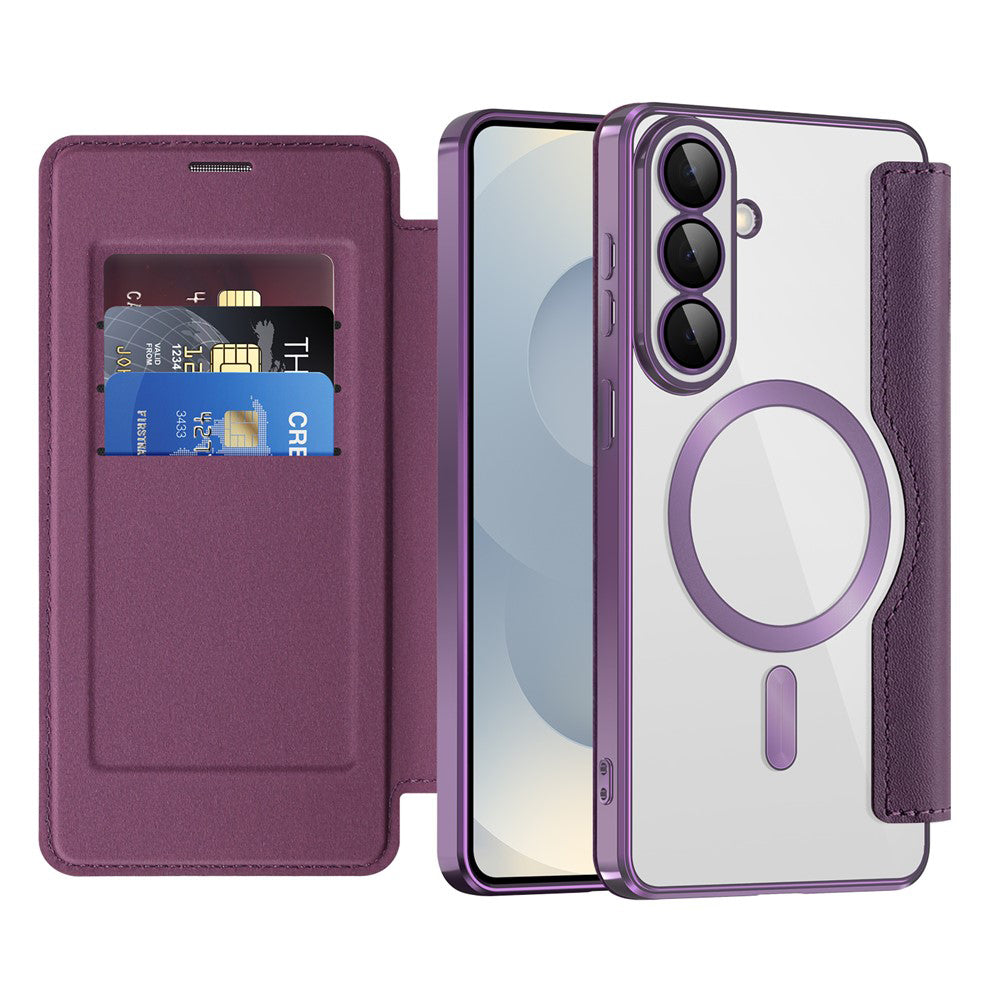 Custodia MagSafe per Samsung Galaxy S26 S942, Techsuit, SmartMag Book, Viola