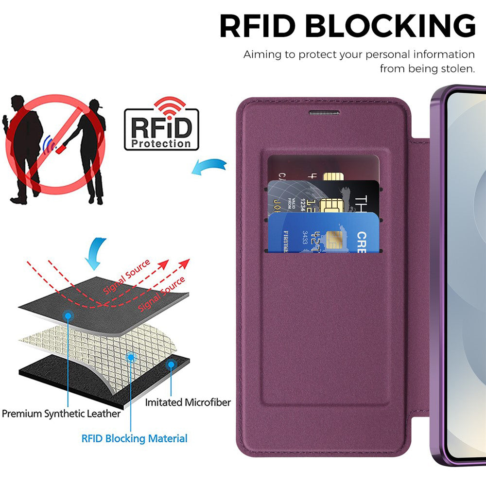 Custodia MagSafe per Samsung Galaxy S26 S942, Techsuit, SmartMag Book, Viola