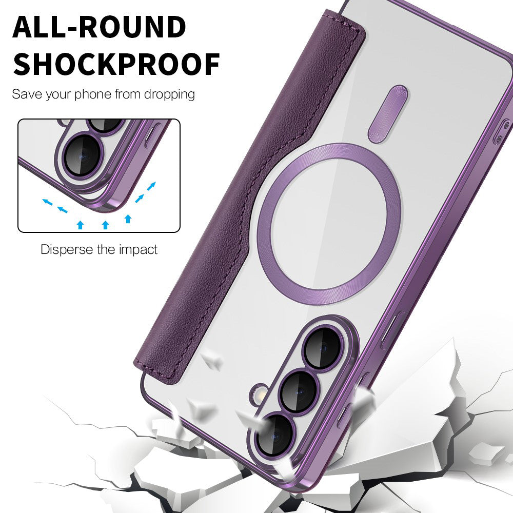 Custodia MagSafe per Samsung Galaxy S26 S942, Techsuit, SmartMag Book, Viola