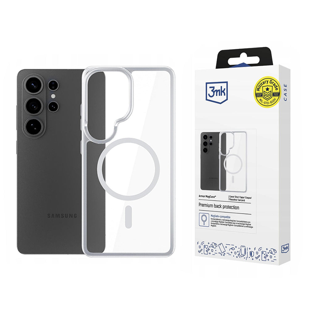 Custodia MagSafe per Samsung Galaxy S26 Ultra, 3MK, Armor MagCase, Trasparente