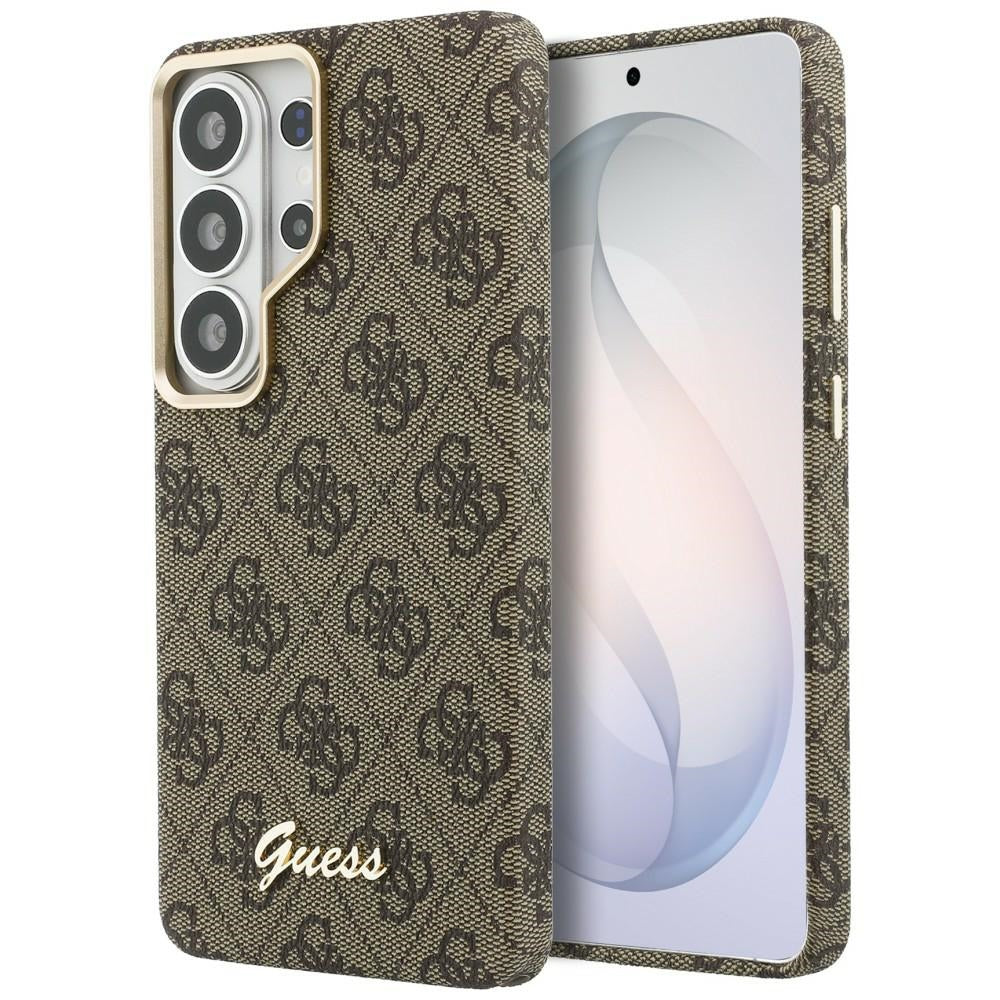 Custodia MagSafe per Samsung Galaxy S26 Ultra S948, Guess, 4G Script Logo, Marrone