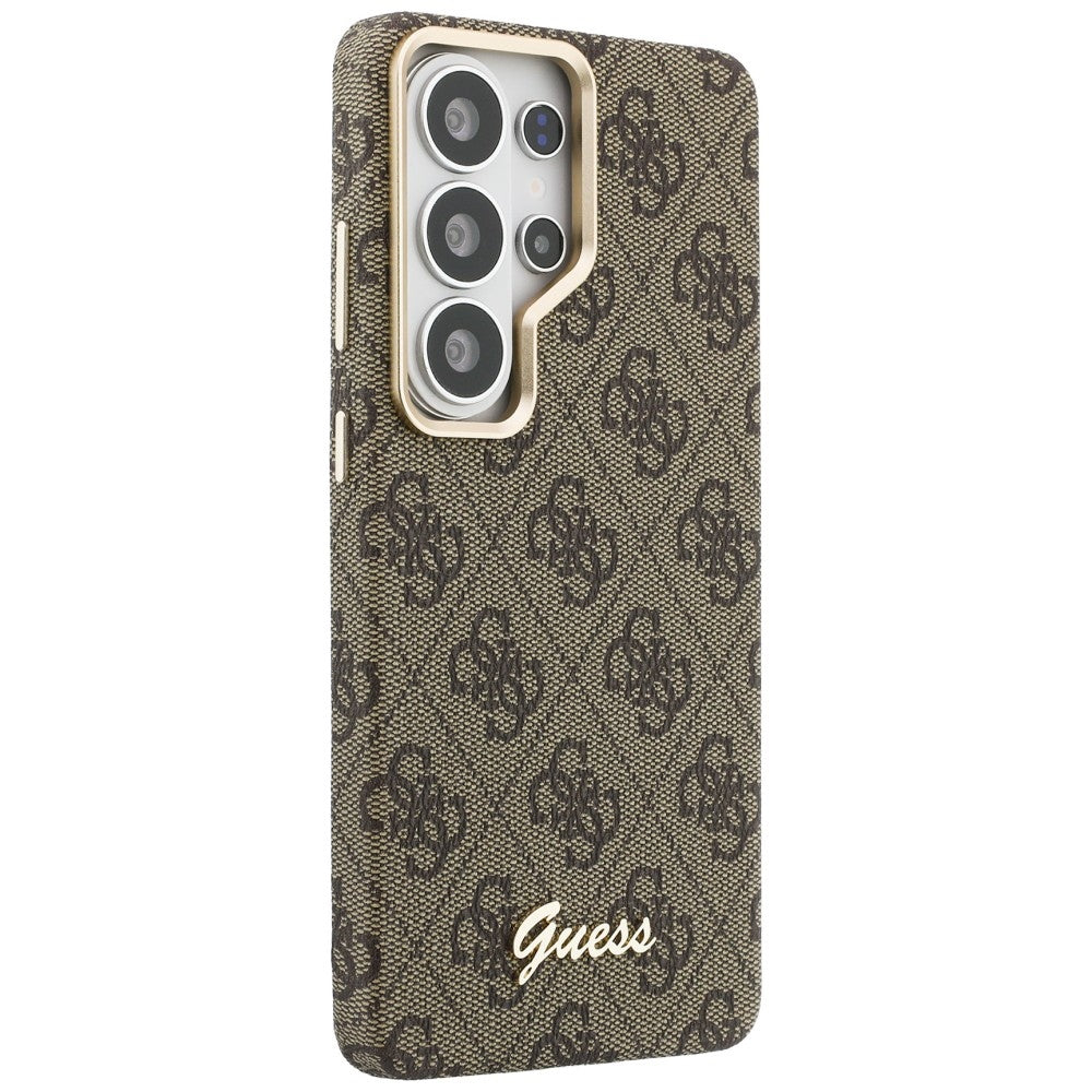 Custodia MagSafe per Samsung Galaxy S26 Ultra S948, Guess, 4G Script Logo, Marrone