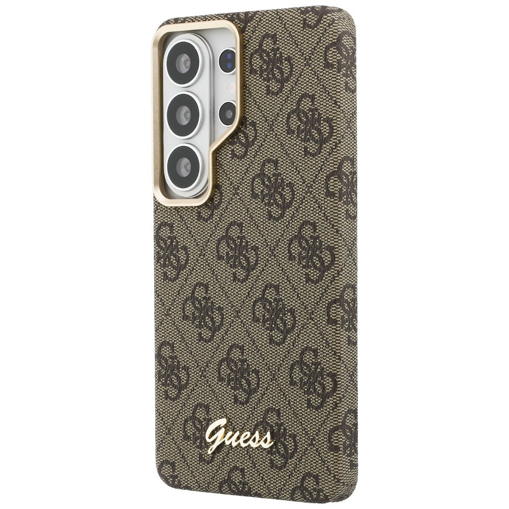 Custodia MagSafe per Samsung Galaxy S26 Ultra S948, Guess, 4G Script Logo, Marrone