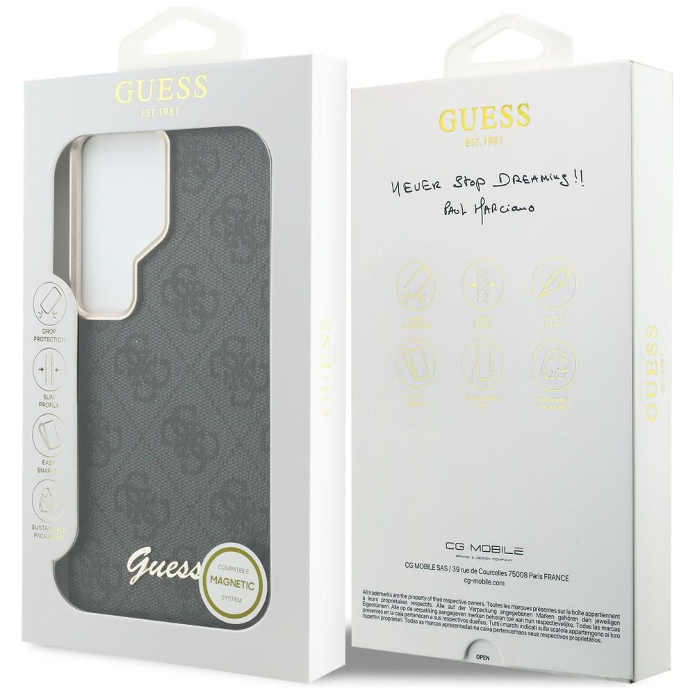 Custodia MagSafe per Samsung Galaxy S26 Ultra S948, Guess, 4G Script Logo, Nera