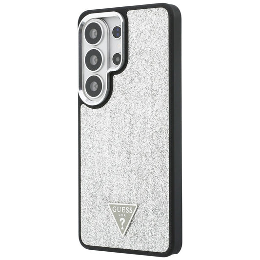 Custodia MagSafe per Samsung Galaxy S26 Ultra S948, Guess, Logo Triangolo Glitter Fisso, Argento