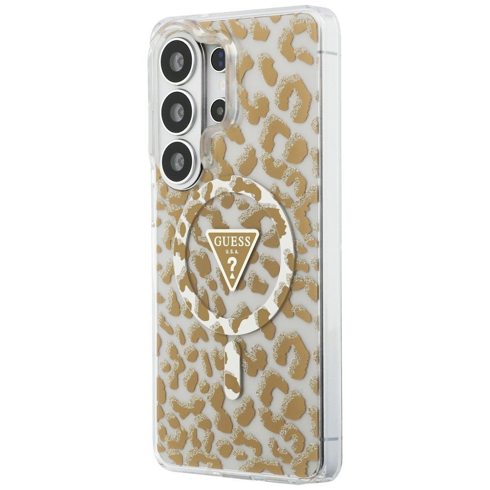 Custodia MagSafe per Samsung Galaxy S26 Ultra S948, Guess, IML Leopard Pattern, Marrone