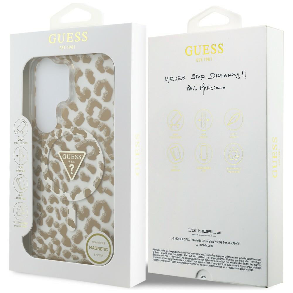 Custodia MagSafe per Samsung Galaxy S26 Ultra S948, Guess, IML Leopard Pattern, Marrone