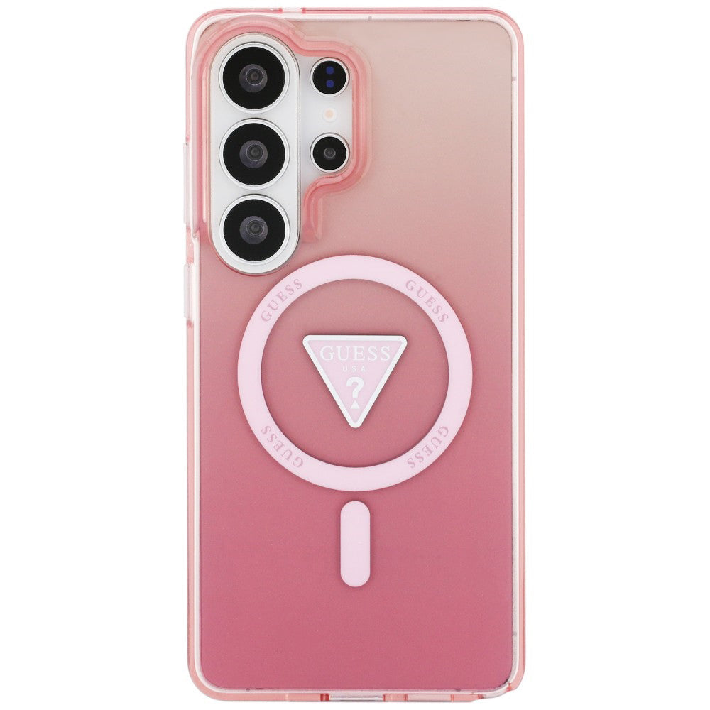 Custodia MagSafe per Samsung Galaxy S26 Ultra S948, Guess, IML Gradient Triangle Logo, Rosa
