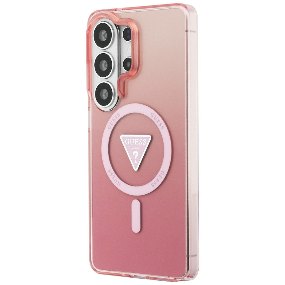Custodia MagSafe per Samsung Galaxy S26 Ultra S948, Guess, IML Gradient Triangle Logo, Rosa