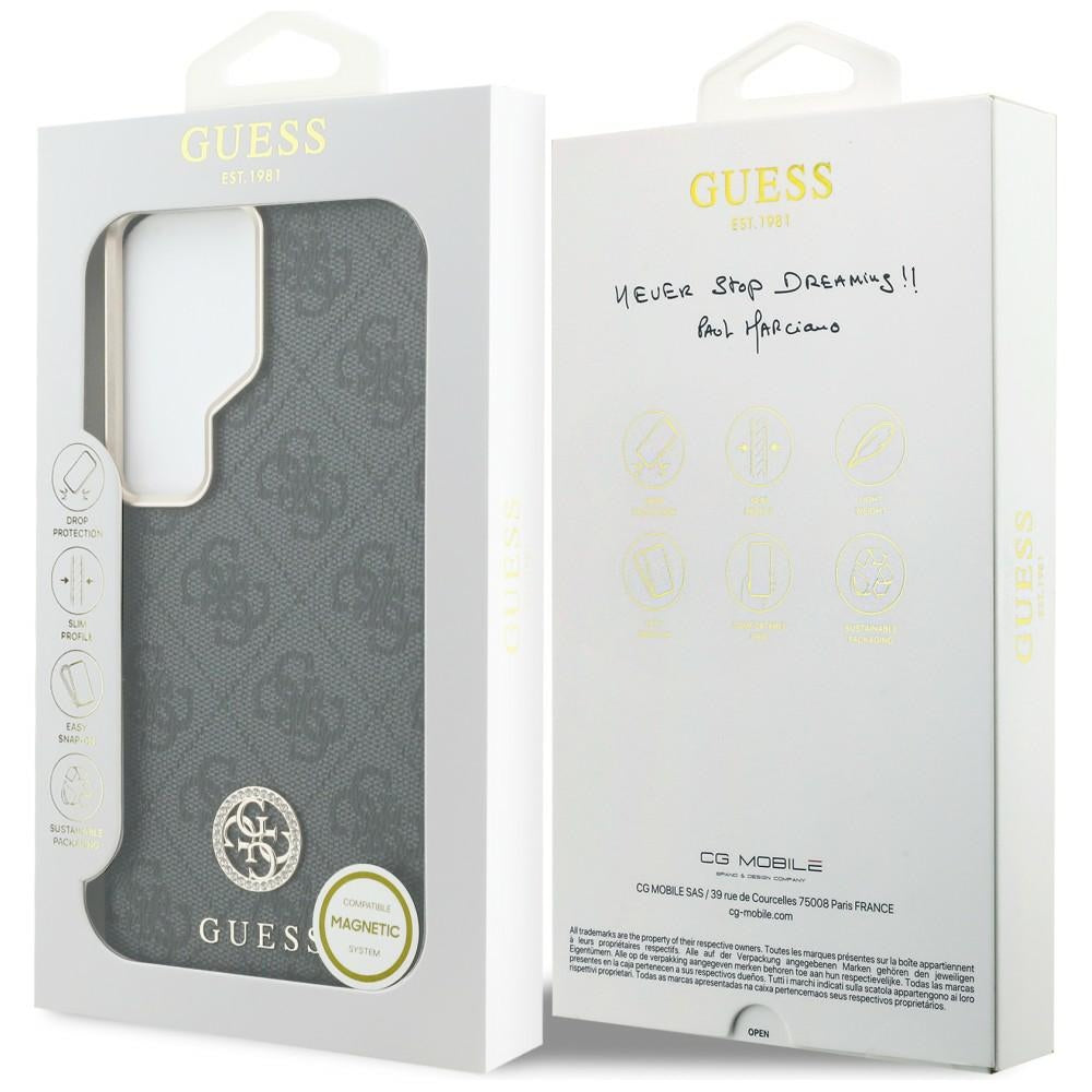 Custodia MagSafe per Samsung Galaxy S26 Ultra S948, Guess, Strass Round Logo, Nera
