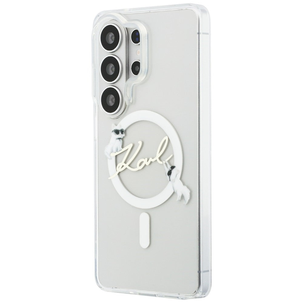 Custodia MagSafe per Samsung Galaxy S26 Ultra S948, Karl Lagerfeld, IML Choupette Karl Script Logo, Bianca.