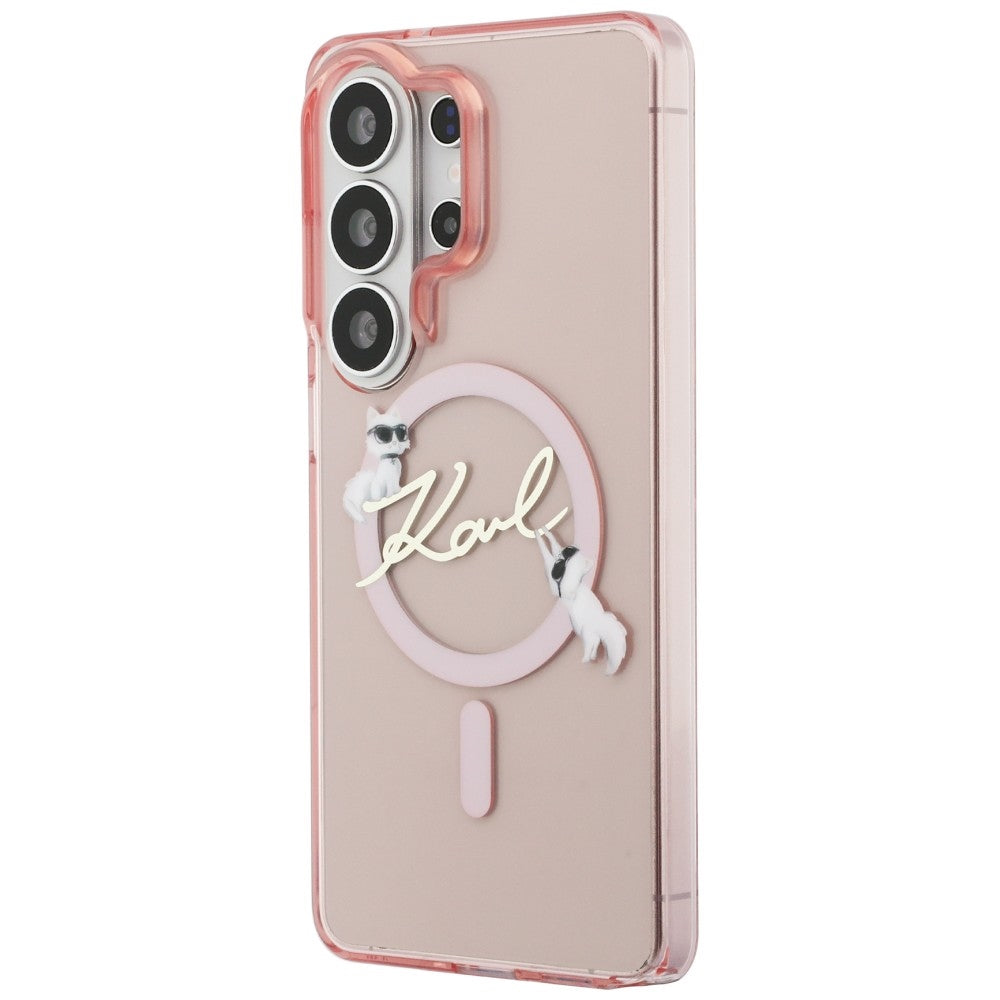Custodia MagSafe per Samsung Galaxy S26 Ultra S948, Karl Lagerfeld, IML Choupette Karl Script Logo, Rosa