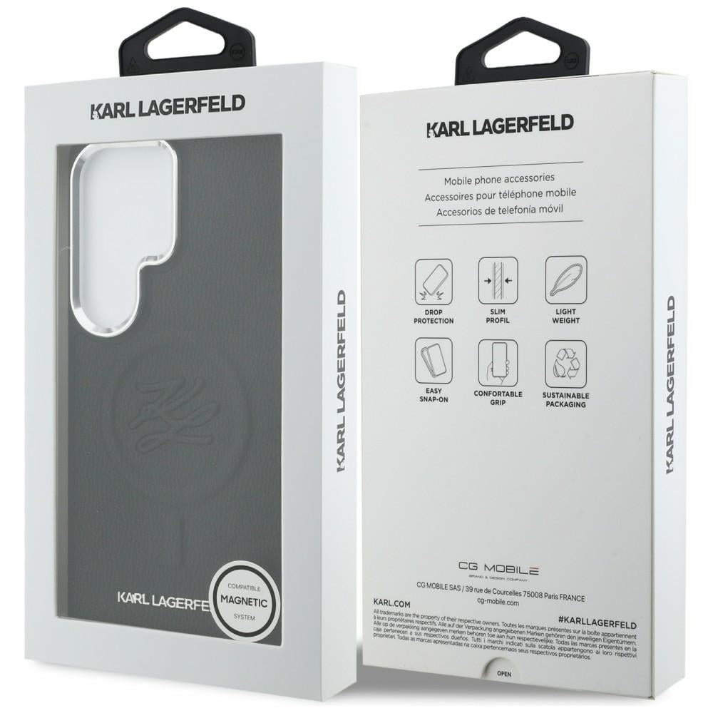 Custodia MagSafe per Samsung Galaxy S26 Ultra S948, Karl Lagerfeld, Initial Logo Debossed, Nera