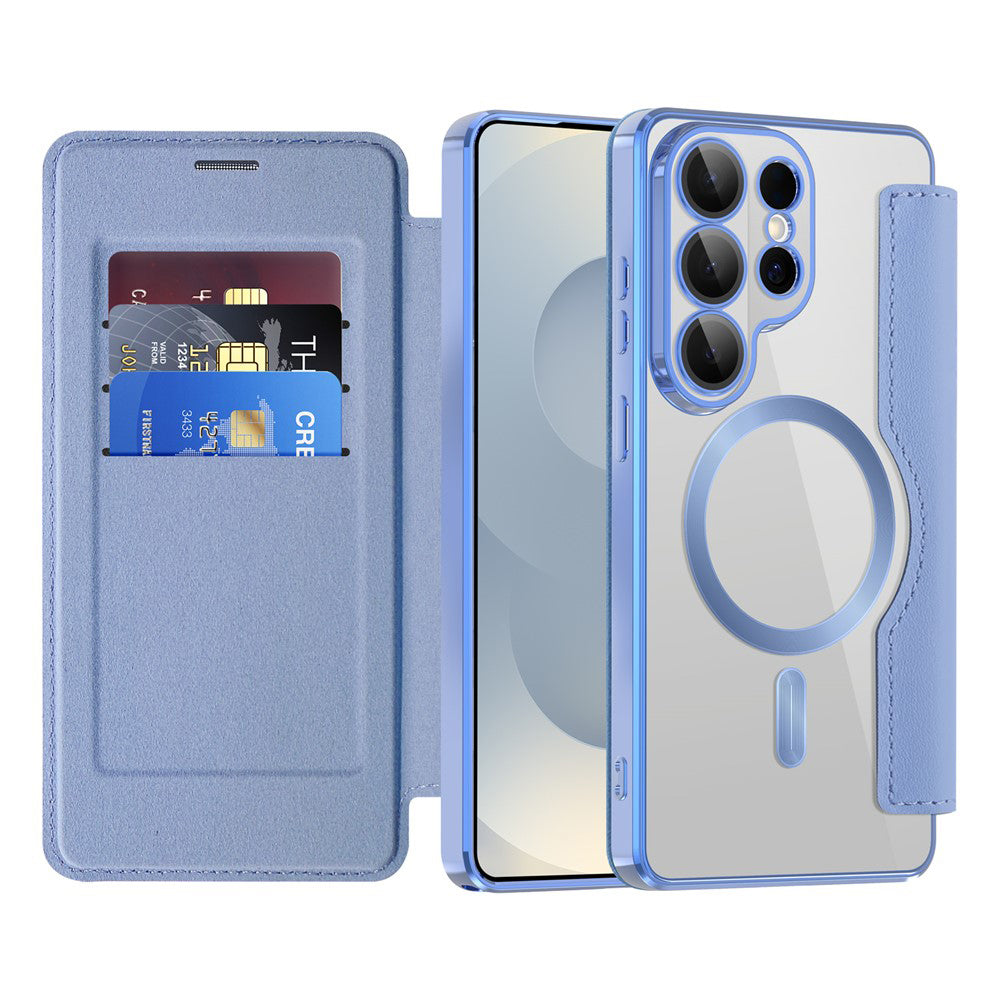 Custodia MagSafe per Samsung Galaxy S26 Ultra S948, Techsuit, SmartMag Book, Blu