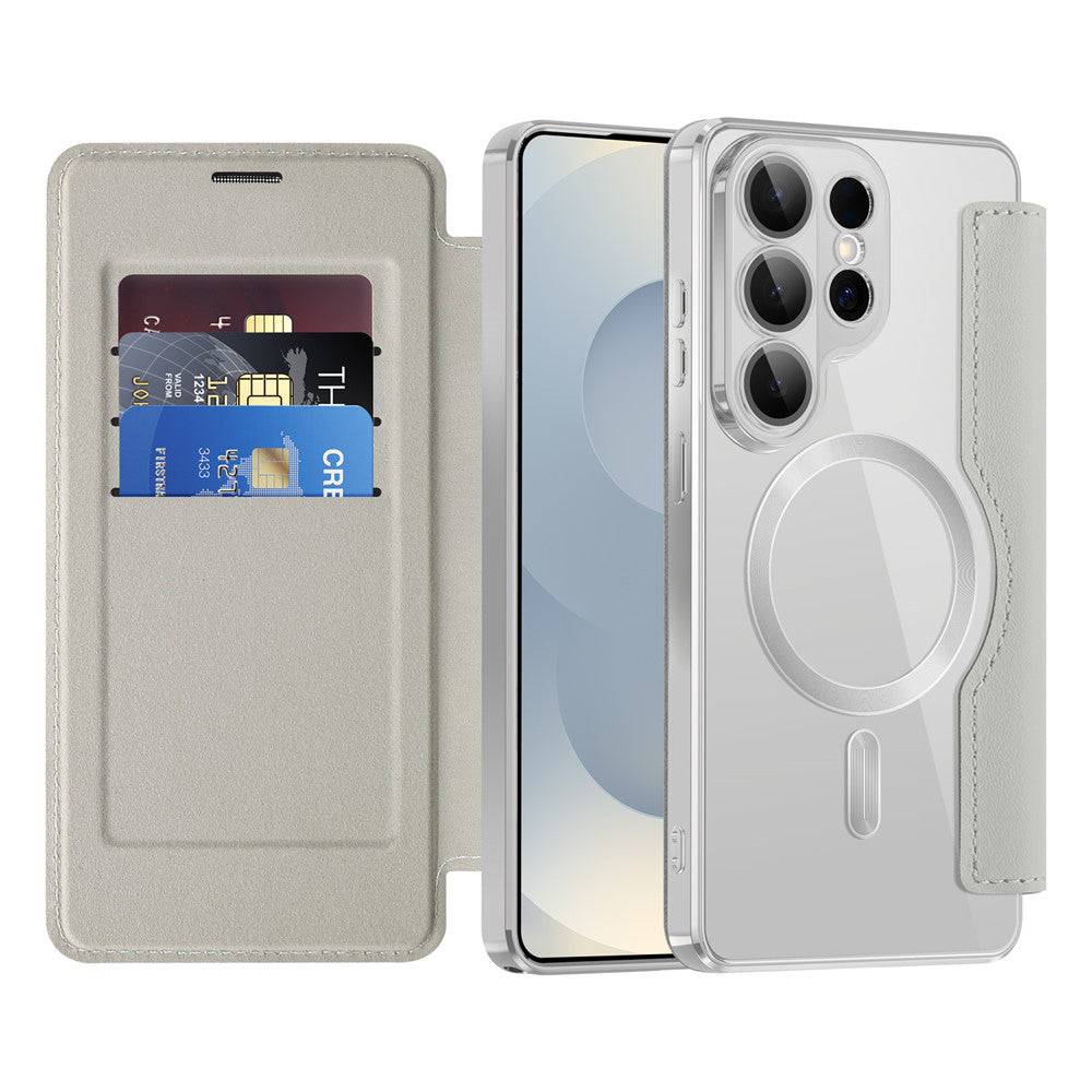 Custodia MagSafe per Samsung Galaxy S26 Ultra S948, Techsuit, SmartMag Book, Grigio