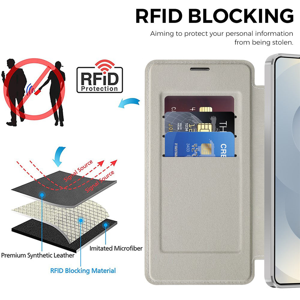 Custodia MagSafe per Samsung Galaxy S26 Ultra S948, Techsuit, SmartMag Book, Grigio