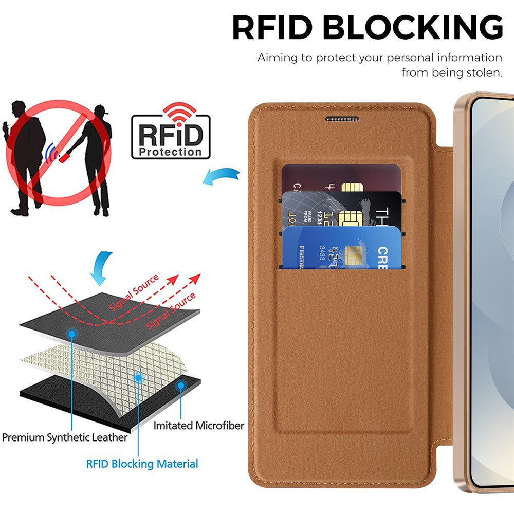 Custodia MagSafe per Samsung Galaxy S26 Ultra S948, Techsuit, SmartMag Book, Marrone