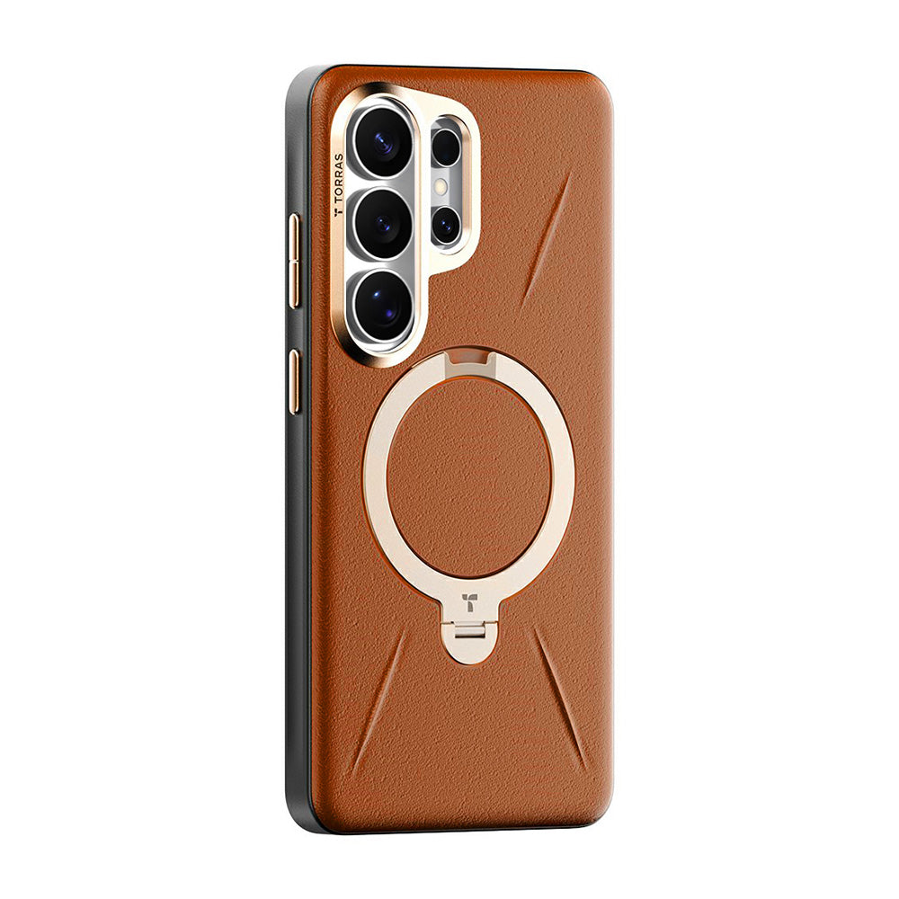 Custodia MagSafe per Samsung Galaxy S26 Ultra S948, Torras, QPRO Leather, Marrone