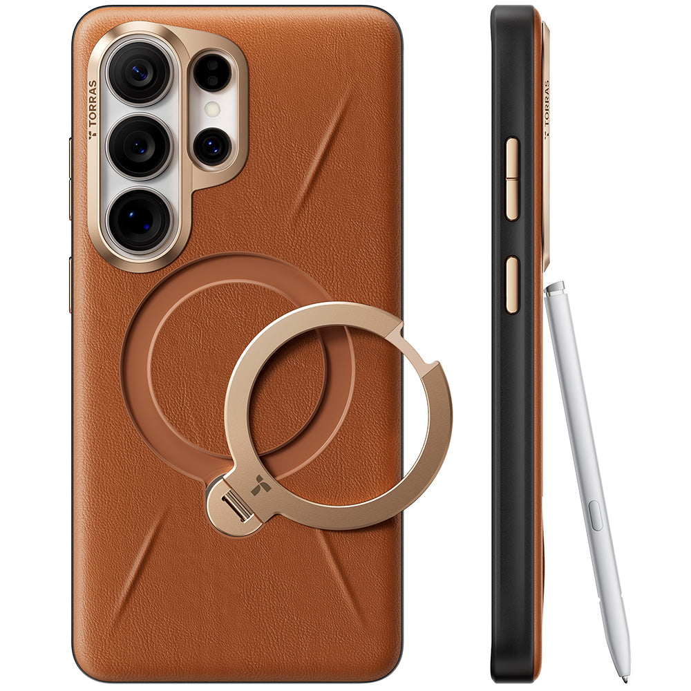 Custodia MagSafe per Samsung Galaxy S26 Ultra S948, Torras, QPRO Leather, Marrone