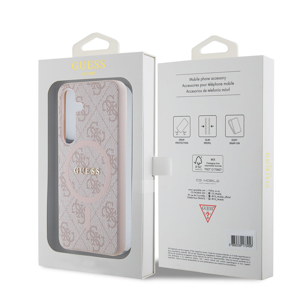Custodia MagSafe per Samsung Galaxy Z Flip7 F766, Guess, 4G Collection, Rosa