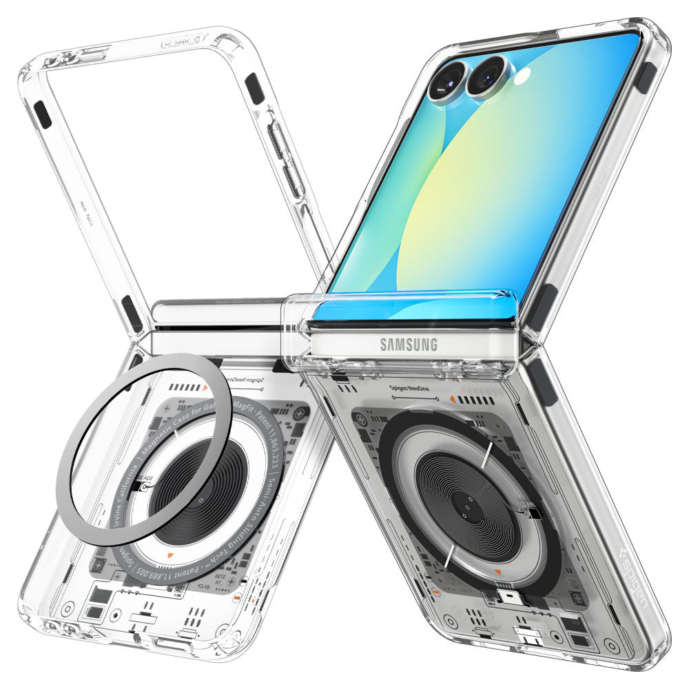 Custodia MagSafe per Samsung Galaxy Z Flip7 F766, Spigen, Ultra Hybrid Pro Neo One, Trasparente ACS09560