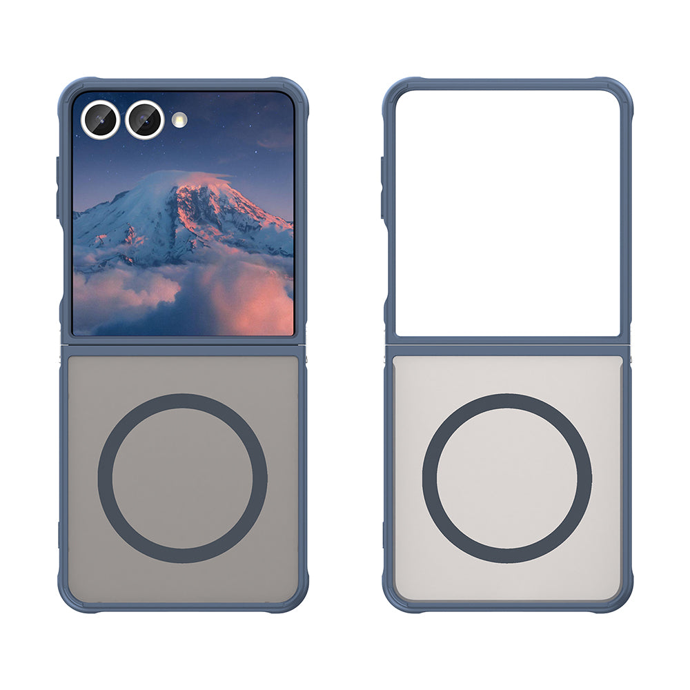 Custodia MagSafe per Samsung Galaxy Z Flip7 F766, Techsuit, HaloFrost II, Blu Navy