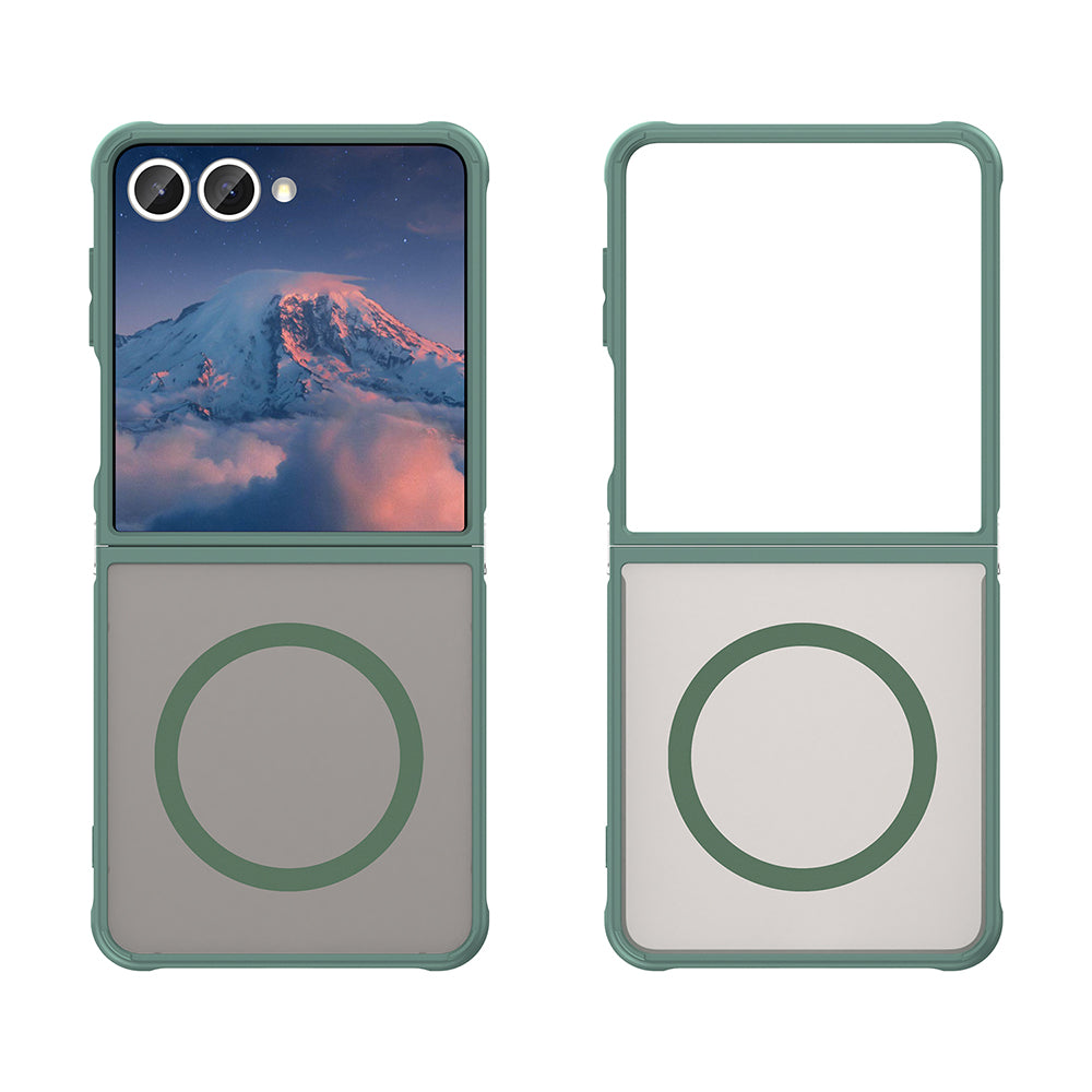Custodia MagSafe per Samsung Galaxy Z Flip7 F766, Techsuit, HaloFrost II, Verde