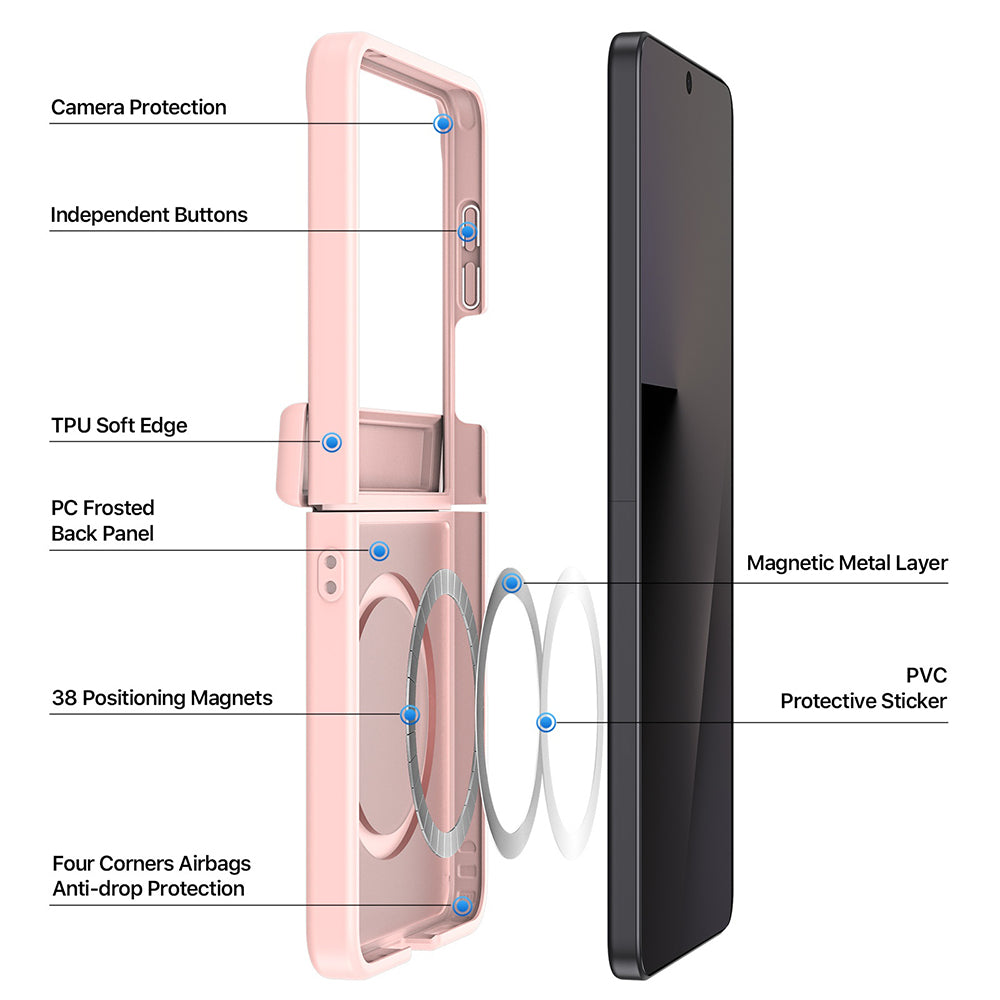 Custodia MagSafe per Samsung Galaxy Z Flip8 F776, DUX DUCIS, Yind, Rosa Chiaro