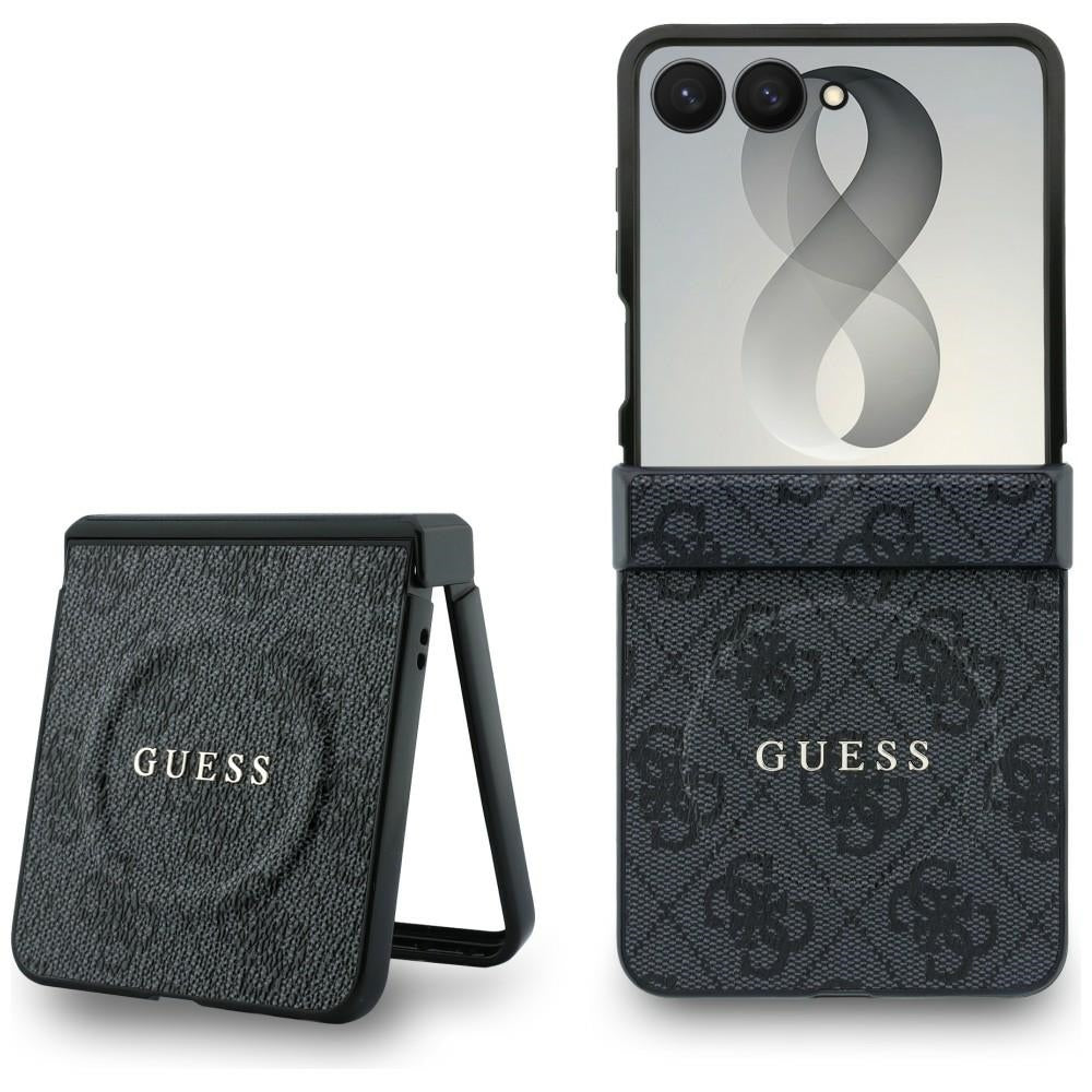 MagSafe Case for Samsung Galaxy Z Flip8 F776, Guess, 4G Leather Classic, Black