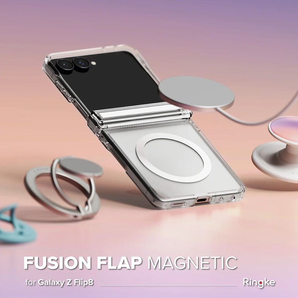 Custodia MagSafe per Samsung Galaxy Z Flip8 F776, Ringke, Fusion Flap, Trasparente