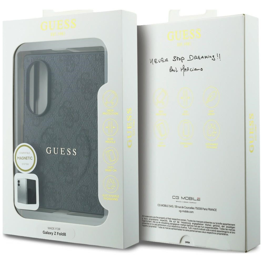 Custodia MagSafe per Samsung Galaxy Z Fold8 F971, Guess, 4G Leather Classic, Nera