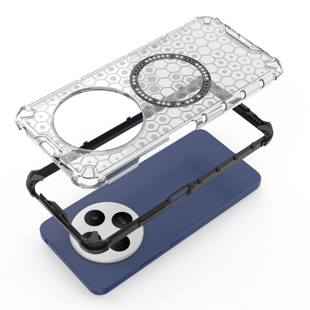 Custodia MagSafe per Xiaomi Poco C75 / Redmi 14C, Techsuit, HoneyComb Shield, Nera