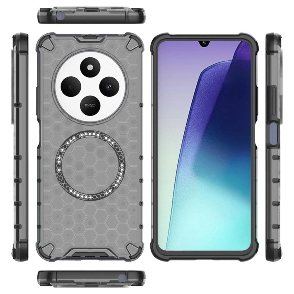 Custodia MagSafe per Xiaomi Poco C75 / Redmi 14C, Techsuit, HoneyComb Shield, Nera