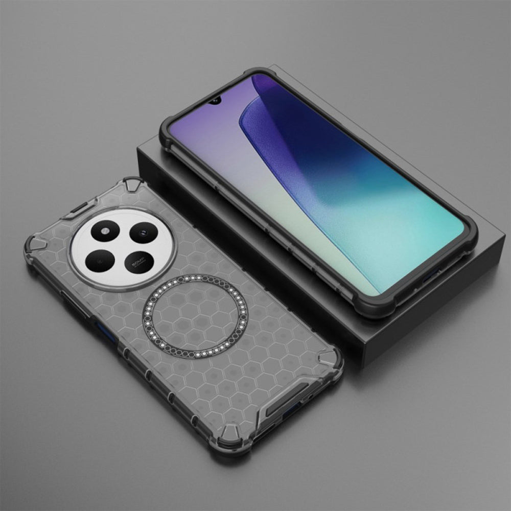Custodia MagSafe per Xiaomi Poco C75 / Redmi 14C, Techsuit, HoneyComb Shield, Nera