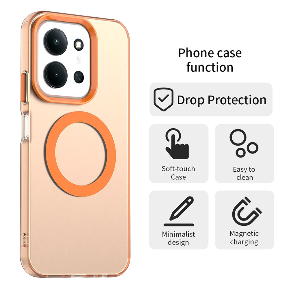 Custodia MagSafe per Xiaomi Poco C85 4G / Redmi 15C 5G / 15C 4G, Techsuit, CandyCase, Arancione