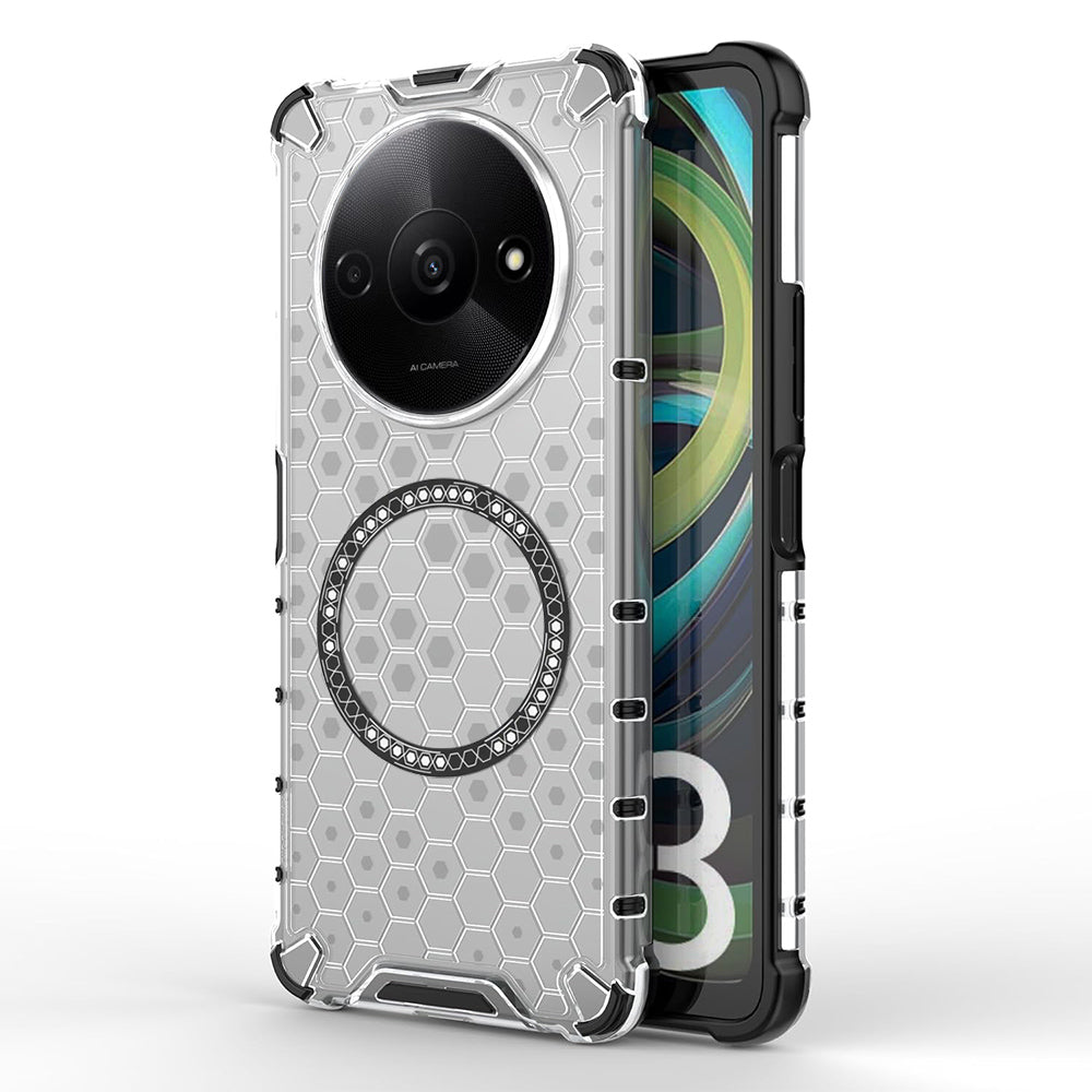 Custodia MagSafe per Xiaomi Redmi A3x / A3, Techsuit, HoneyComb Shield, Bianca