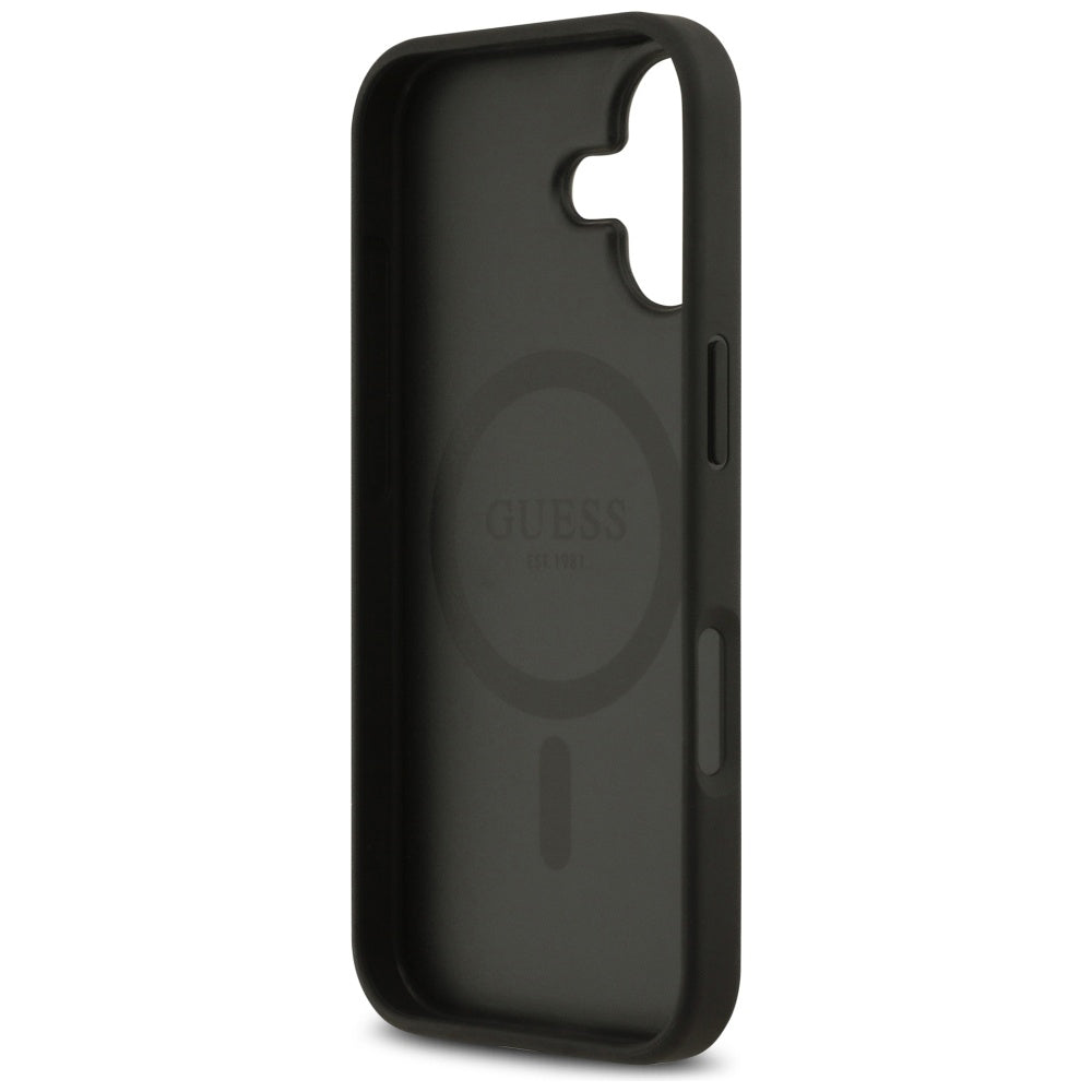Custodia MagSafe per Apple iPhone 17, Guess, 4G Circle Classic Logo, Nera