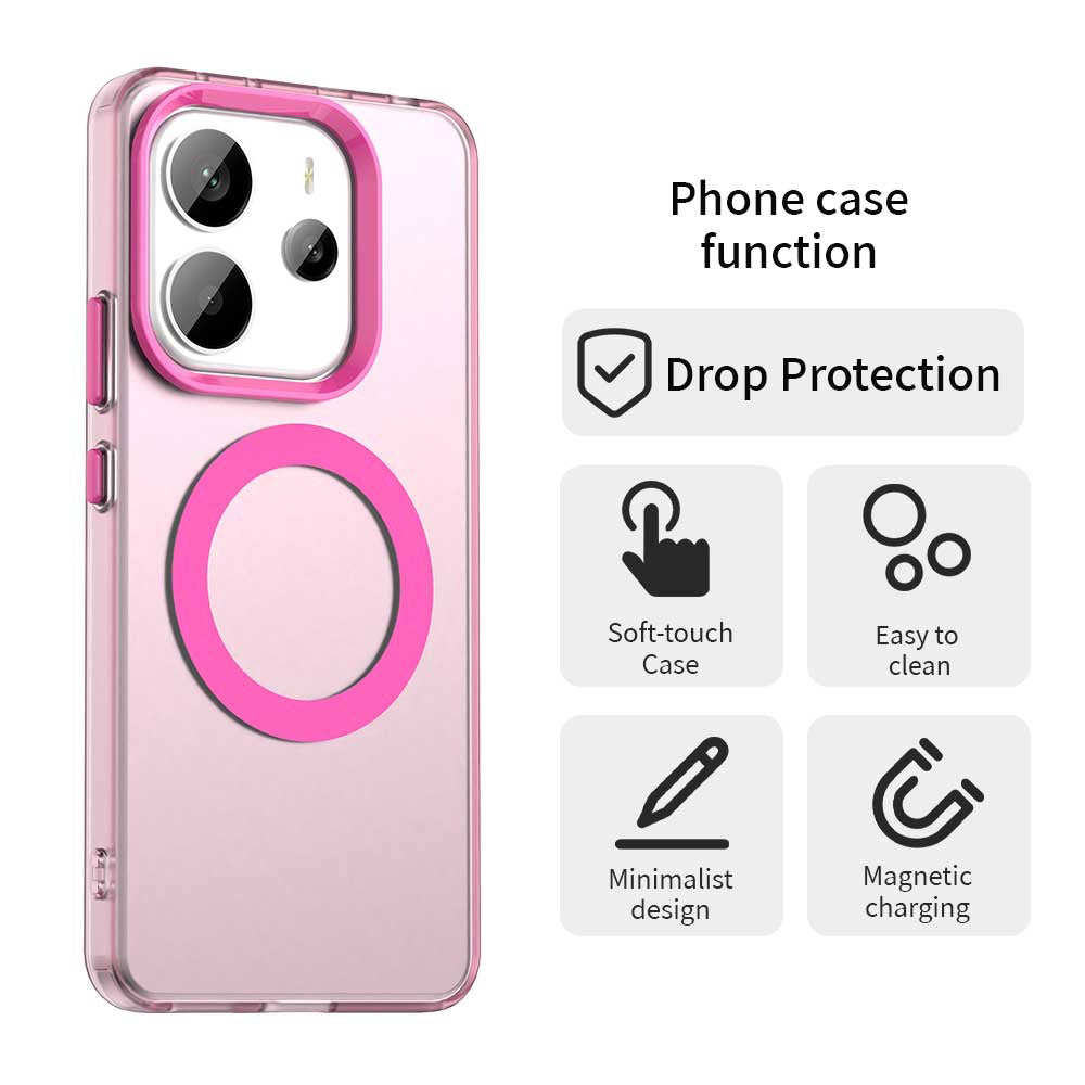 Custodia MagSafe per Xiaomi Redmi Note 14 5G, Techsuit, CandyCase, Rosa