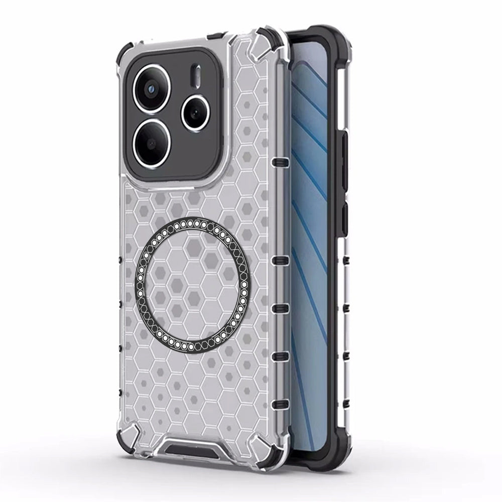 Custodia MagSafe per Xiaomi Redmi Note 14 5G, Techsuit, HoneyComb Shield, Bianca