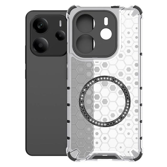 Custodia MagSafe per Xiaomi Redmi Note 14 5G, Techsuit, HoneyComb Shield, Bianca