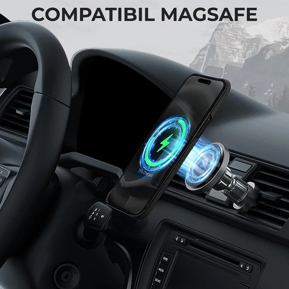 Custodia MagSafe per Apple iPhone 17 Pro, Techsuit Fibra di Aramide, Nera